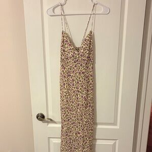 Zara Summer Dress with Purple Floral on light yellow